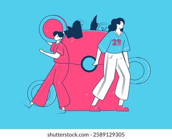 Holiday shopping people doing e-commerce online shopping flat vector concept operation hand drawn illustration