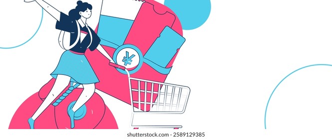 Holiday shopping people doing e-commerce online shopping flat vector concept operation hand drawn illustration