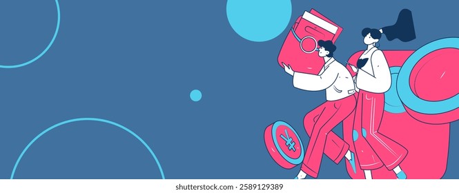 Holiday shopping people doing e-commerce online shopping flat vector concept operation hand drawn illustration