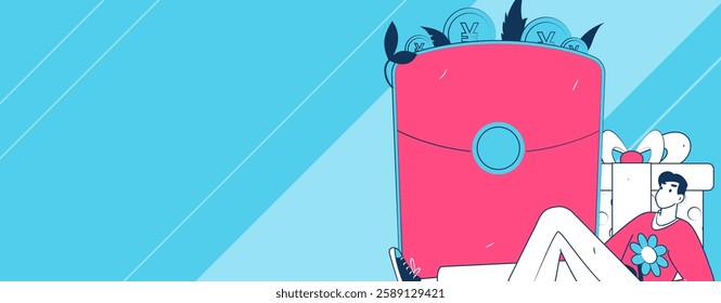 Holiday shopping people doing e-commerce online shopping flat vector concept operation hand drawn illustration