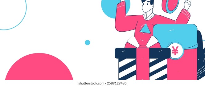 Holiday shopping people doing e-commerce online shopping flat vector concept operation hand drawn illustration