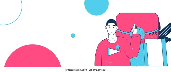 Holiday shopping people doing e-commerce online shopping flat vector concept operation hand drawn illustration
