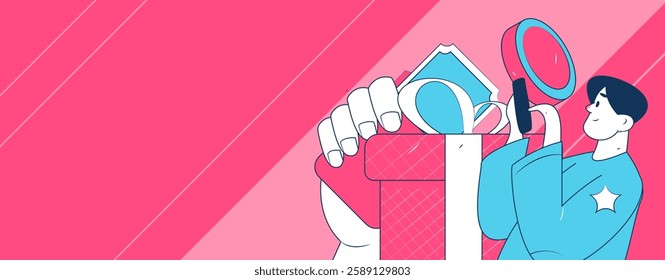 Holiday shopping people doing e-commerce online shopping flat vector concept operation hand drawn illustration
