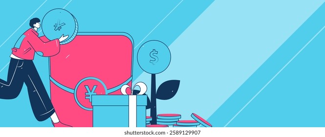 Holiday shopping people doing e-commerce online shopping flat vector concept operation hand drawn illustration
