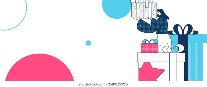 Holiday shopping people doing e-commerce online shopping flat vector concept operation hand drawn illustration
