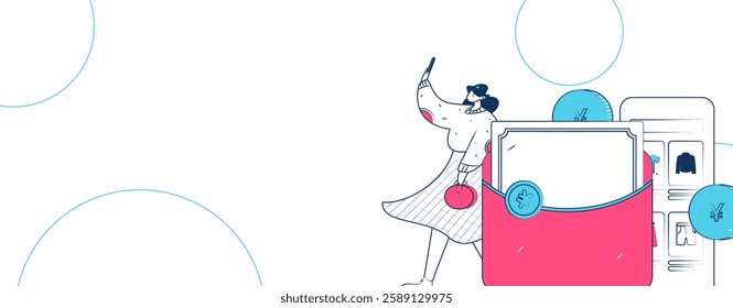 Holiday shopping people doing e-commerce online shopping flat vector concept operation hand drawn illustration
