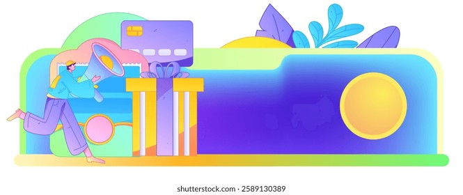 Holiday shopping people doing e-commerce online shopping flat vector concept operation hand drawn illustration