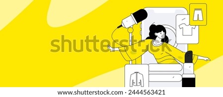 Holiday shopping people doing e-commerce online shopping flat vector concept operation hand drawn illustration
