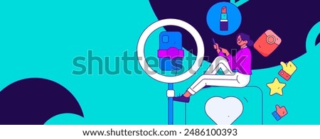 Holiday shopping people doing e-commerce online shopping flat vector concept operation hand drawn illustration
