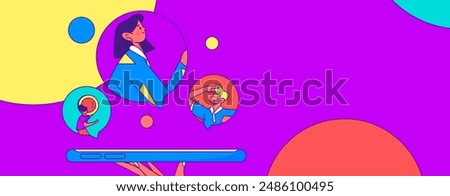 Holiday shopping people doing e-commerce online shopping flat vector concept operation hand drawn illustration
