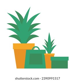 holiday shopping web design element set of box and bag design concept flat vector