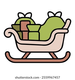 Holiday Sleigh Illustration Featuring Santa’s Hat
