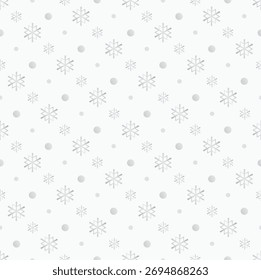 Holiday snow seamless pattern. Christmas icon ornament. Winter snowflakes decorative texture