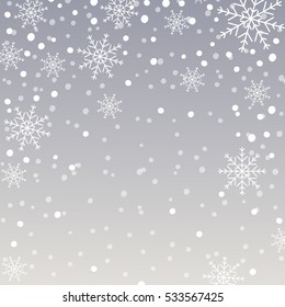 Holiday snowflake pattern, Christmas background with falling snowflakes. Vector illustration.