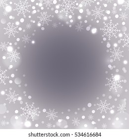 Holiday snowflake pattern, Christmas background with falling snowflakes. Vector illustration.