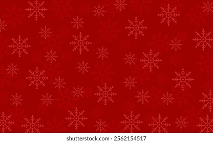 Holiday Snowflake Pattern on Red Background. Vector Illustration.
