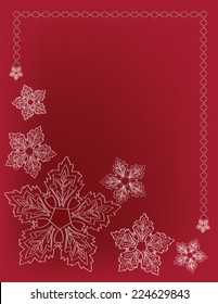 Holiday Snowflake Red and White Background