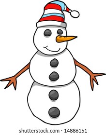Ilustração vetorial do boneco de neve de férias