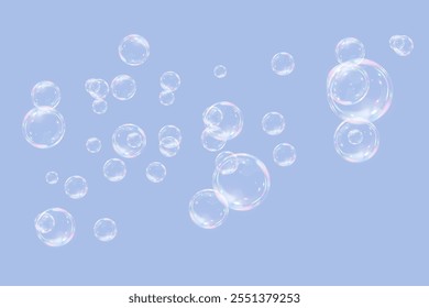 Sabão de sabão de férias bubbles.Realistic, ilustração glare.Vetor.