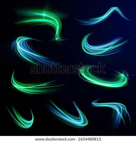 Holiday spark with vibrant glowing wave and electric speed swirl light green flare background shape flash digital effect illustration ring magic decoration painting

