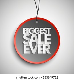 Holiday specials clearance sale round banner tag. Biggest sale ever Abstract circle background. Advertising poster. Vector illustration