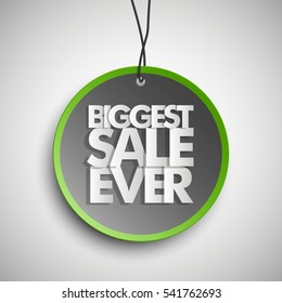 Holiday specials clearance sale round banner tag. Biggest sale ever Abstract circle background. Advertising poster. Vector illustration