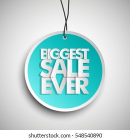Holiday specials clearance sale round banner tag. Biggest sale ever Abstract circle background. Advertising poster. Vector illustration