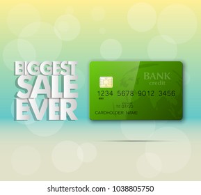 Holiday specials sale & credit bank card banner. Abstract advertising background plastic card icon. Advertising discount poster. online banking tag flyer, Promotional internet shopping sale brochure