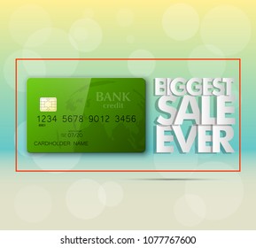 Holiday specials sale & credit bank card banner. Abstract advertising background plastic card icon. Advertising discount poster. online banking tag flyer, Promotional internet shopping sale brochure