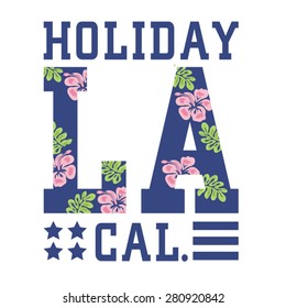 Holiday sport California typography, t-shirt graphics, vectors 