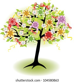 holiday spring tree with bows and flowers