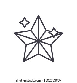 Holiday star lights black icon concept. Holiday star lights flat  vector symbol, sign, illustration.
