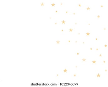 Holiday starry background. Gold stars. Confetti celebration, Falling golden abstract decoration for party, birthday celebrate, anniversary or event, festive. Festival decor. Vector illustration.