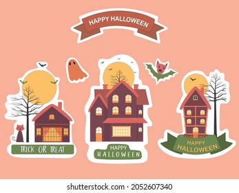 Holiday sticker sheet ,Halloween cute  collections,Vector illustration.