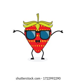 holiday strawberry fruit cute character mascot vector design