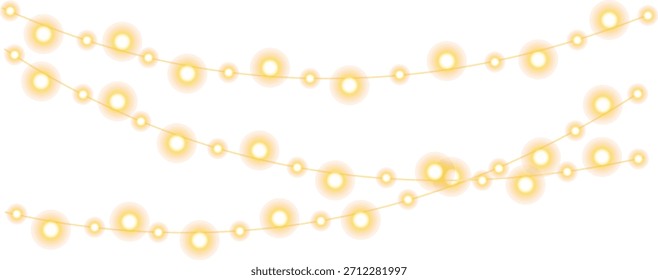 Cadena de Festiva Mirchi luces de Navidad aisladas sobre fondo transparente ilustración Cadena festiva decoración navideña colorida clásica

