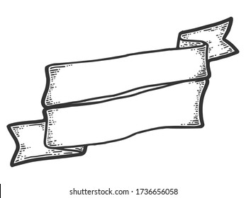 Holiday subject, double ribbon. Sketch scratch board imitation. Black and white. Engraving vector illustration.
