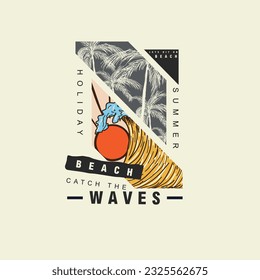 Holiday Summer Beach Waves typography vector illustration design