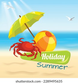 holiday summer emblem vector logo beach background