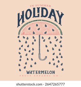 Holiday in summer. Fresh watermelon fruit print. Eat more fruit. Watermelon fruit club print design. Organic food artwork for for t-shirt. Fruit vintage t-shirt design.