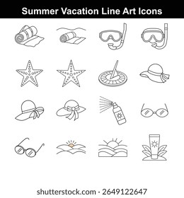 Festiva y Paquete de iconos de línea de verano
