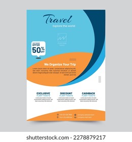 Holiday, Summer travel and tourism flyer, template or poster design vector