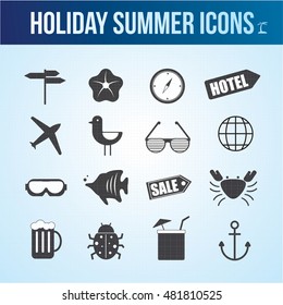Holiday summer vector icon theme set
