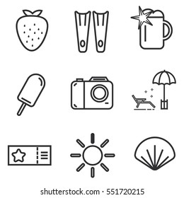 Holiday summer vector icon theme set, illustration