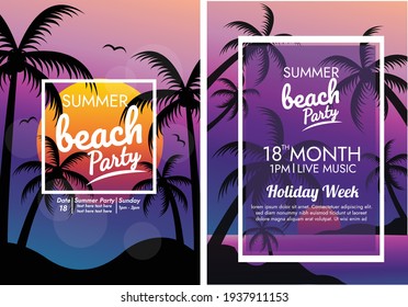 holiday sunset beach party poster vector 