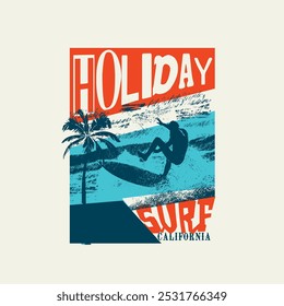 Holiday surf california retro summer poster design