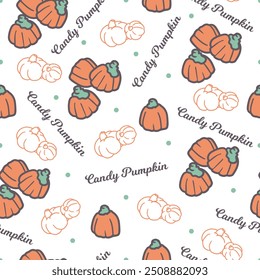 Holiday Sweet Treat Pumpkin Candy October Pattern. deal for seasonal decor, textiles, or event themes, this design brings a touch of whimsy and sweetness to any project.