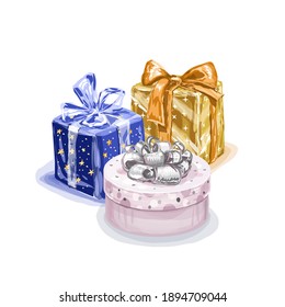 Holiday symbol. Gift box. Vector design element. 