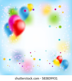Holiday template for design banner,ticket, leaflet, card, poster and so on. Happy birthday background and balloons