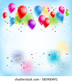 Holiday template for design banner,ticket, leaflet, card, poster and so on. Happy birthday background and balloons